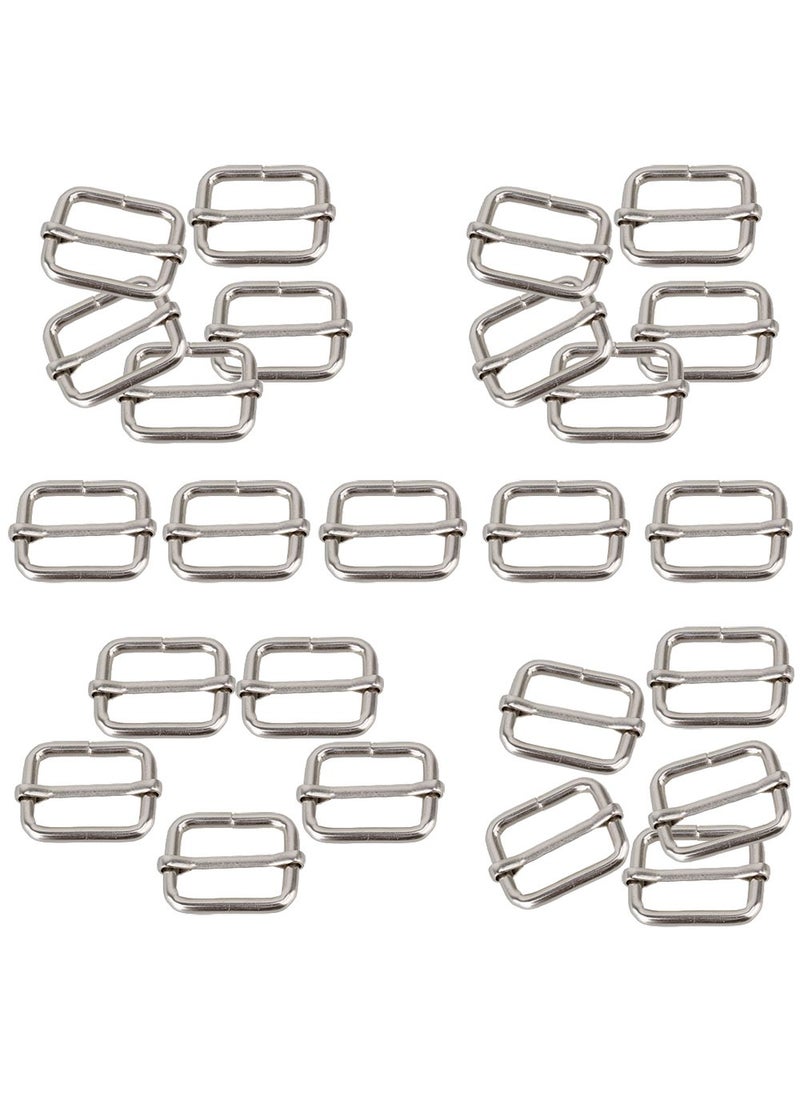 Hysagtek Hysagtek 50 Pcs 1 Inch Metal Adjustable Slide Adjusters Slide Buckle Strap Triglides Slides Metal Tri Glide for Making Handbag Backpack Luggage Bag 