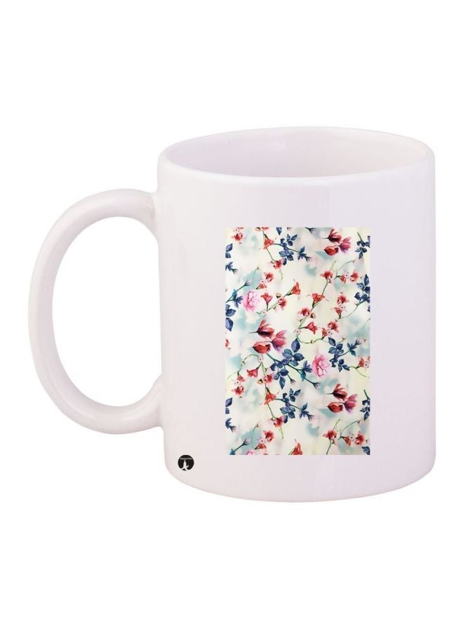 Floral Printed Coffee Mug White/Blue/Pink 11ounce