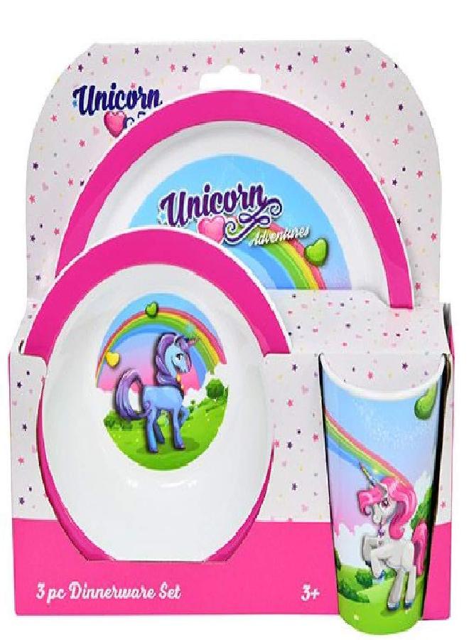 UPD Unicorn Rainbow Dinner Set (Plate, Cup & Bowl) in Open Box, Pink (3 Piece Set) - Image 3