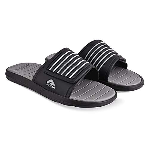 ADDA (LABEL) Comfort Plus Durable & Comfortable EVA Sole Lightweight Fashionable Super Soft Outdoor Grey, Black Sliders for Men - 9 UK - Image 3