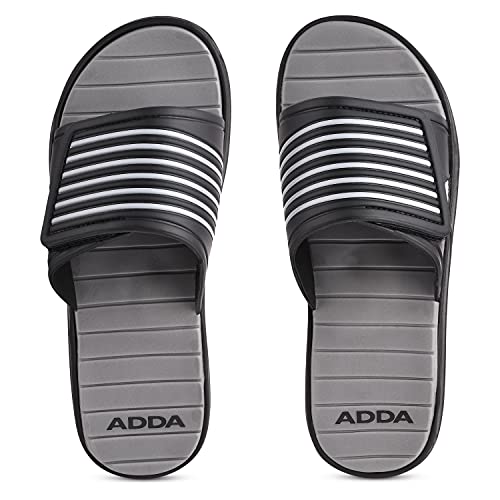 ADDA (LABEL) Comfort Plus Durable & Comfortable EVA Sole Lightweight Fashionable Super Soft Outdoor Grey, Black Sliders for Men - 9 UK - Image 2