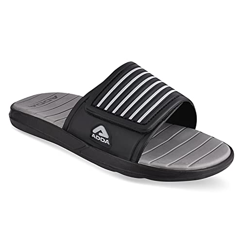 ADDA (LABEL) Comfort Plus Durable & Comfortable EVA Sole Lightweight Fashionable Super Soft Outdoor Grey, Black Sliders for Men - 9 UK - Image 1