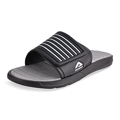 ADDA (LABEL) Comfort Plus Durable & Comfortable EVA Sole Lightweight Fashionable Super Soft Outdoor Grey, Black Sliders for Men - 9 UK - Image 4
