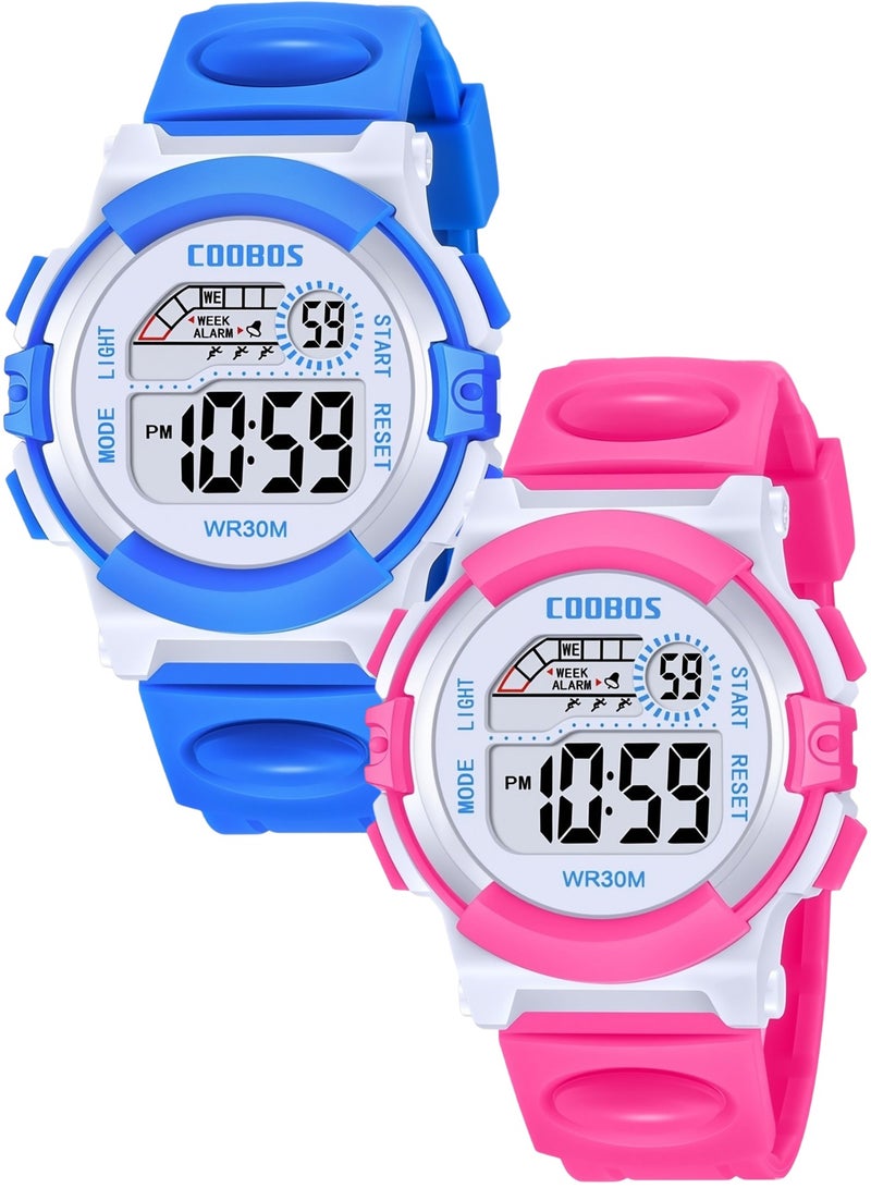 Coobos 2 Pack Kids' Water Resistant Rubber Digital Watch  - Image 1