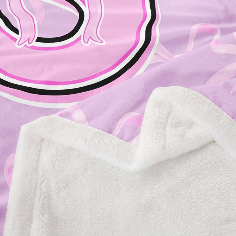 Erosebridal Purple Pink Bow Girls Fuzzy Plush Throw Cute Coquette Ribbon Bow Fleece Blanket Black Pink Bowknot Initial S Sherpa Blanket for Kids Girls Preppy Love Hearts Decor for Bed Couch Baby Size - Image 3