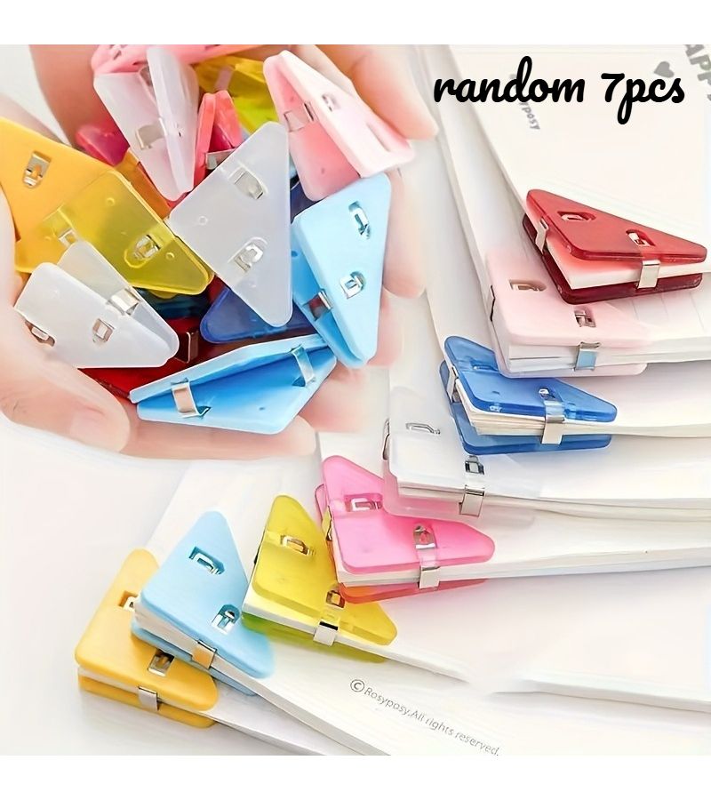 7Pcs Multifunctional Non Slip Triangle Clips Plastic Office File Organizer - Image 1