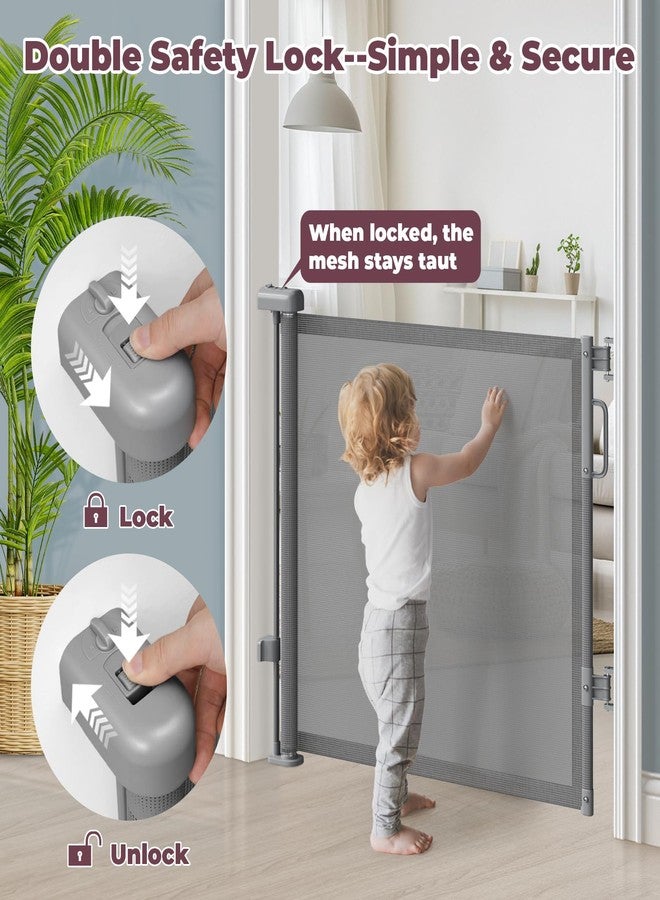 Cideny Retractable Baby Gate for Stairs, 55" Wide Mesh Dog Gate Indoor, 34" Tall Child Gate for Doorways, Hallways, Deck, Indoor Outdoor Pet Baby Safety Essentials for Home, Grey - Image 4