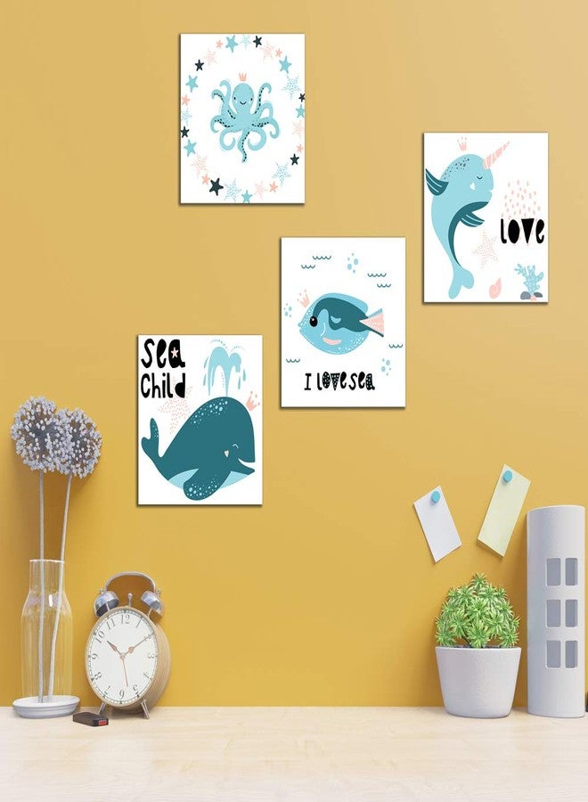 WENS Underwater Creatures Set of 4 Sparkle Laminated Wall Panels for Kids - Image 3