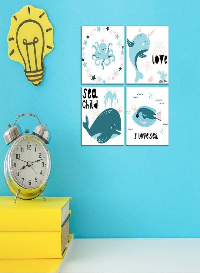 WENS Underwater Creatures Set of 4 Sparkle Laminated Wall Panels for Kids - Image 2