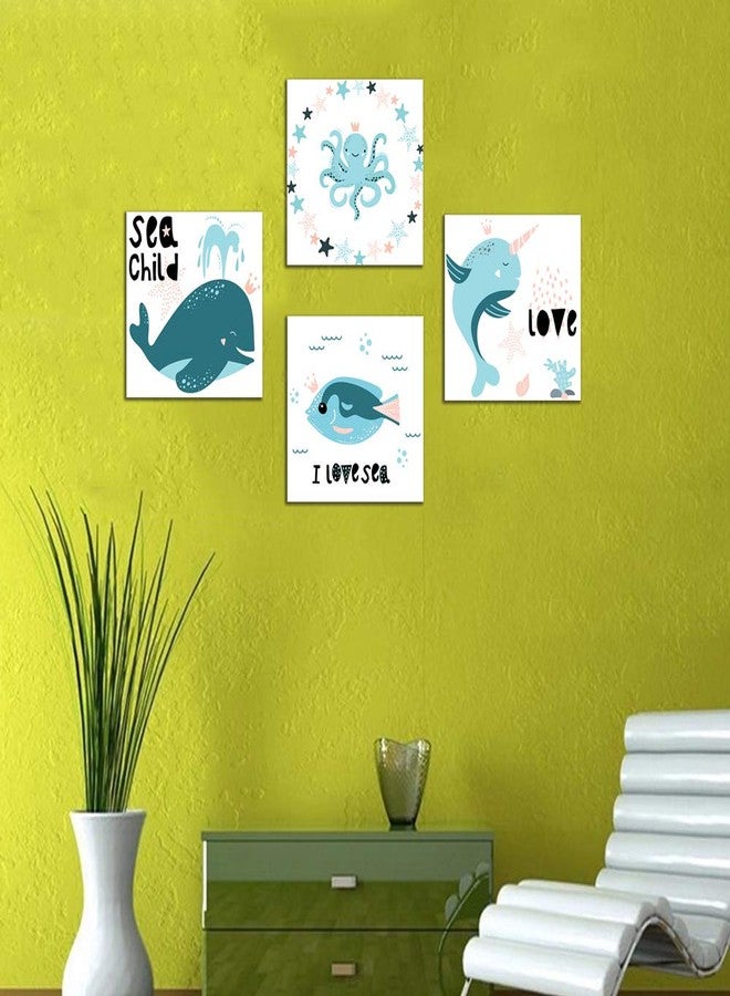 WENS Underwater Creatures Set of 4 Sparkle Laminated Wall Panels for Kids - Image 4