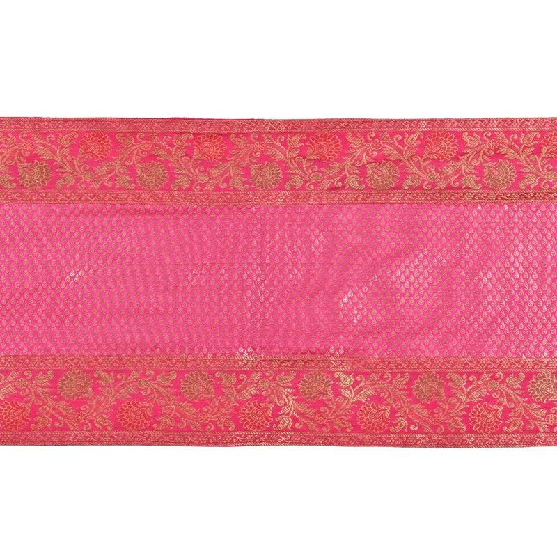 E - Ezra E EZRA Silk Table Runner Golden Butti for 4 6 Seater Dinning Table 80 X 14 Inch Pink - Image 4