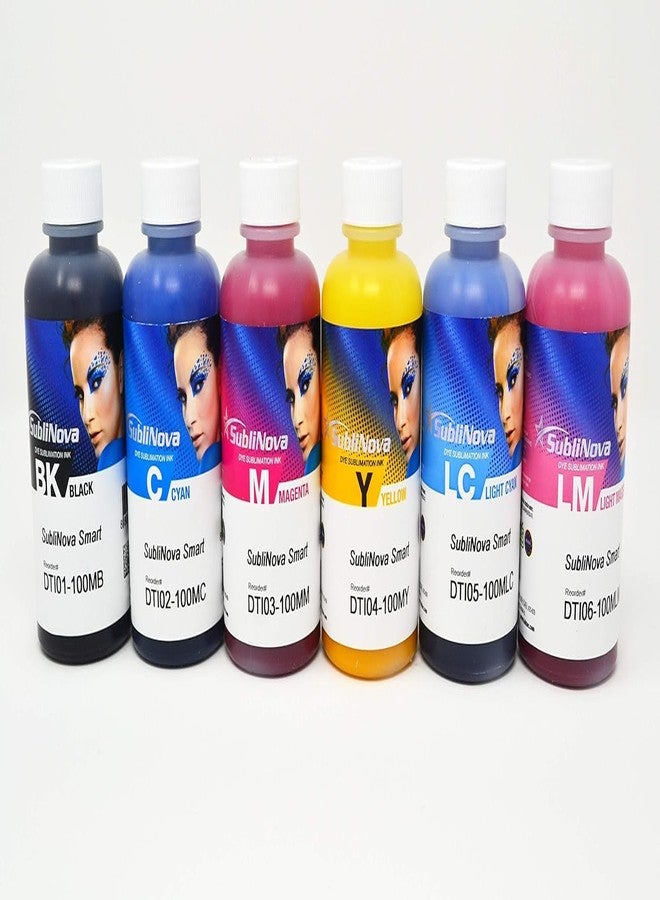 Ink Tec Sublinova Smart DTI Dye Sublimation Inks (6 Colour Set 100ml) (BK, C, M, Y, LC, LM) - Image 1
