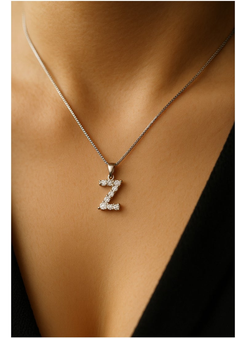 3Diamonds 3DIAMONDS Women’s Platinum-Plated Necklace with Crystal Letter “Z” Pendant  - Image 2