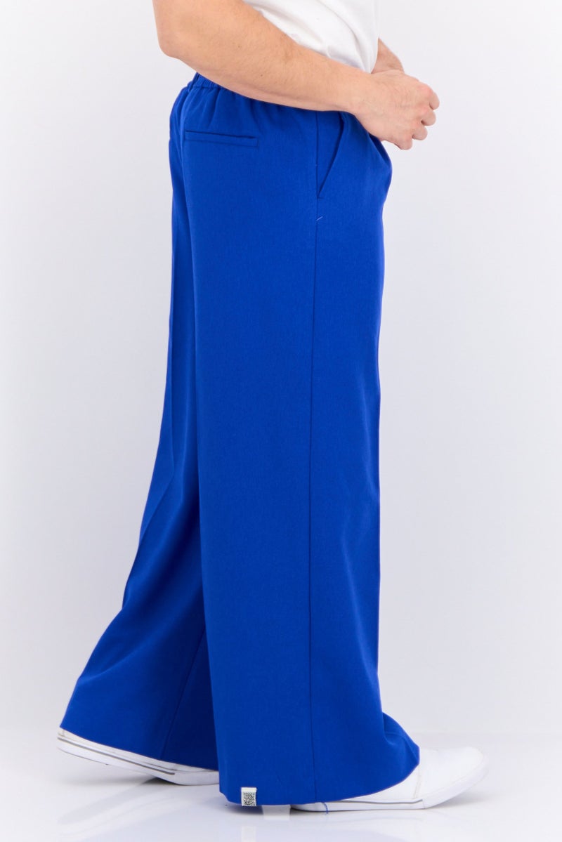 The Giving Movement Men Regular Fit Brand Logo Wide Leg Pants, Royal Blue - Image 2