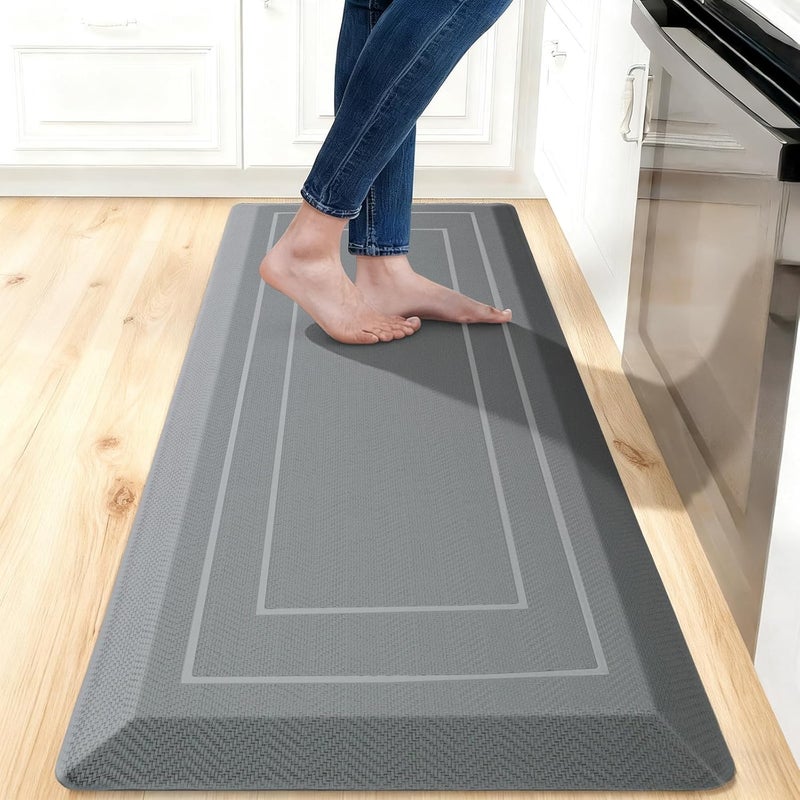 UKISS 9/10"" Extra Thick Cushioned Anti Fatigue Kitchen Mat, Waterproof High Density Foam Standing Desk Mat, Non-Slip Ergonomic Comfort Mat for Kitchen, Office,Workstation Black (Grey, 20" X 48") - Image 1