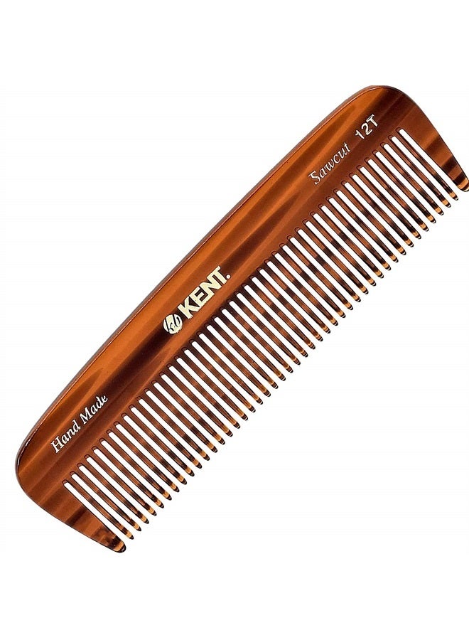 KENT مشط كينت 12T واسع الأسنان لتفكيك الشعر - مشط جيب يدوي واسع الأسنان للشعر الكثيف والمجعد والمتموج، مشط كبير الأسنان لتفكيك الشعر واللحية والشارب - مقطوع بالمنشار - Image 1