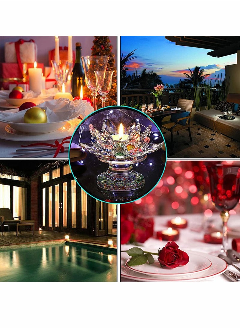 Excefore - Colorful Crystal Lotus Flower Candle Holder, Colorful Glass Candle Holder, Votive Tealight Candle Holder - Image 1