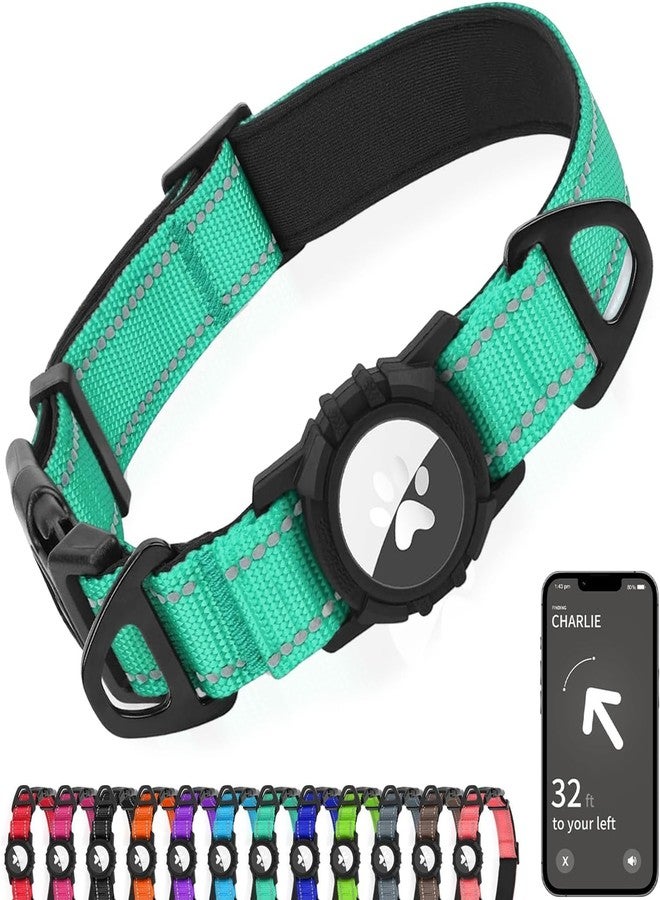 Joytale Airtag Dog Collar, Reflective Pet Collar with Waterproof AirTag Holder, Dual D-Rings, Soft Padded Adjustable for Extra Small and Puppy Dogs, Teal, XS - Image 1