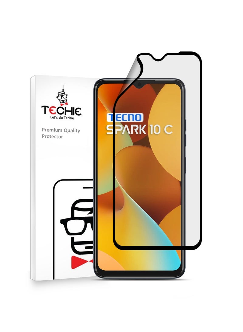Techie واقي شاشة سيراميكي غير لامع من Techie 9D لهاتف Tecno Spark 10C - ملمس ناعم ومضاد لبصمات الأصابع وخالٍ من الفقاعات - Image 1