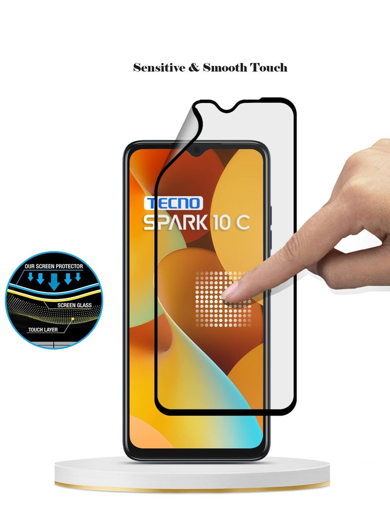 Techie واقي شاشة سيراميكي غير لامع من Techie 9D لهاتف Tecno Spark 10C - ملمس ناعم ومضاد لبصمات الأصابع وخالٍ من الفقاعات - Image 3