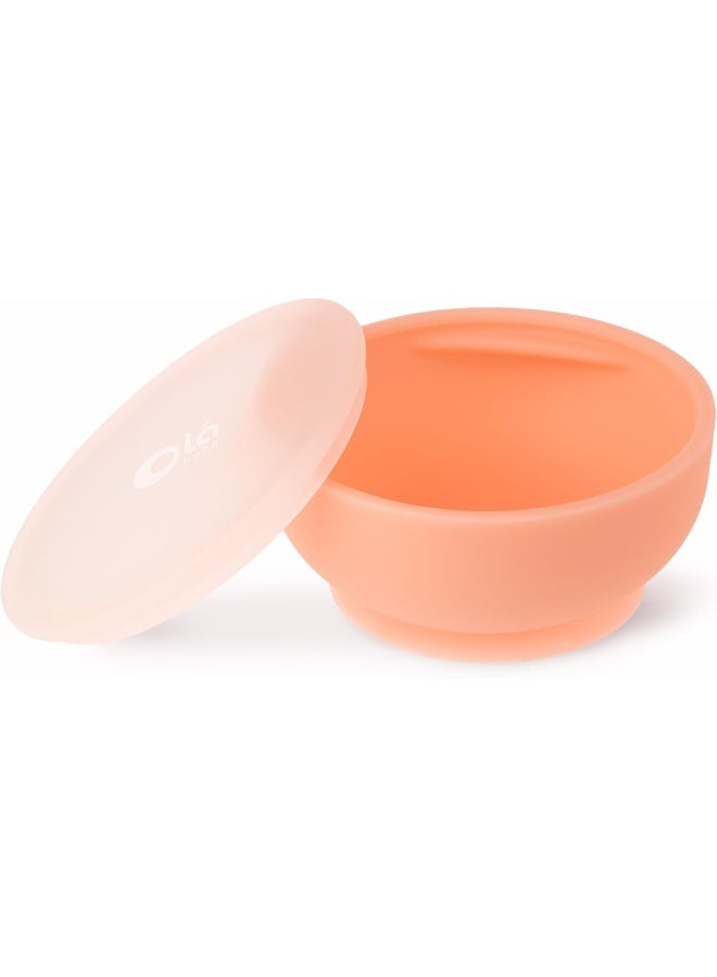 Olababy 100% Silicone Suction Bowl with Lid for Independent Feeding | First Stage Self Feeding Essential for Toddlers and Kids| Baby Led Weaning Snack Feeder | Food Container and Storage | - Image 1