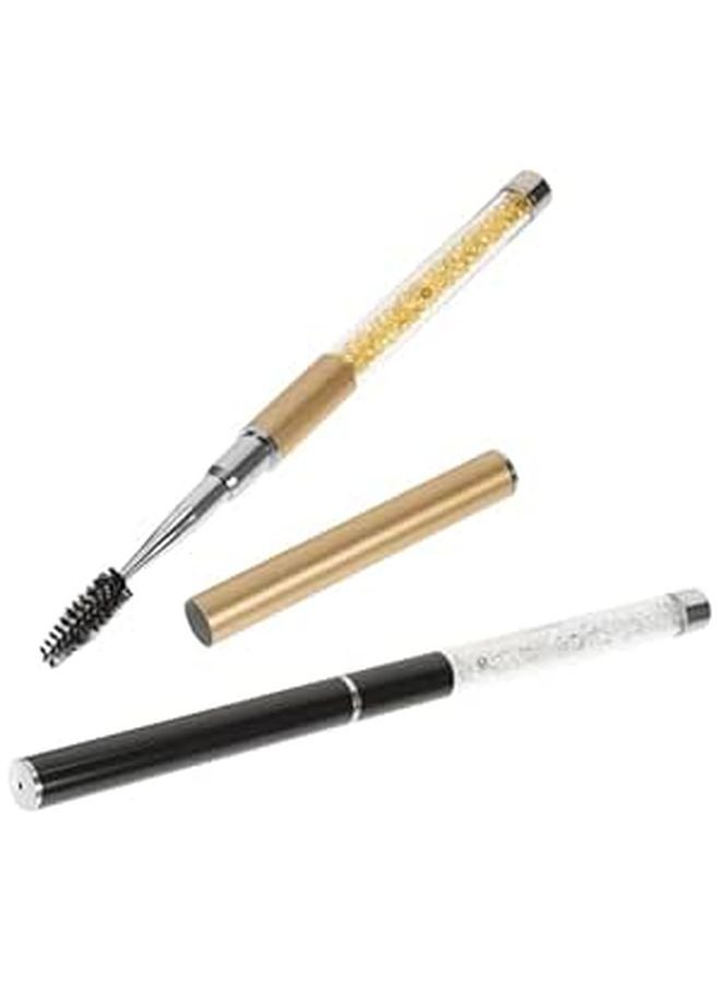 Eyelash Spoolie Brush Set Black Gold Makeup Tool for Precise Application and Grooming - Image 1