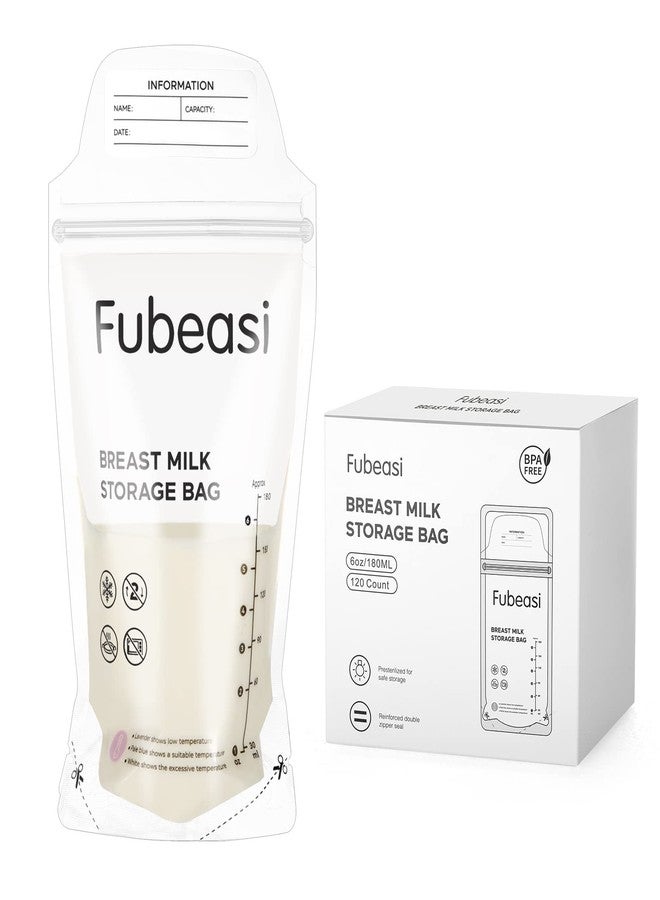 Fubeasi Breastmilk Storage Bags 120 Pack | 6 Ounce Medical-Grade PE, Double Zipper Leakproof Design, Pre-Sterilized for Freezer & Refrigerator - Image 1