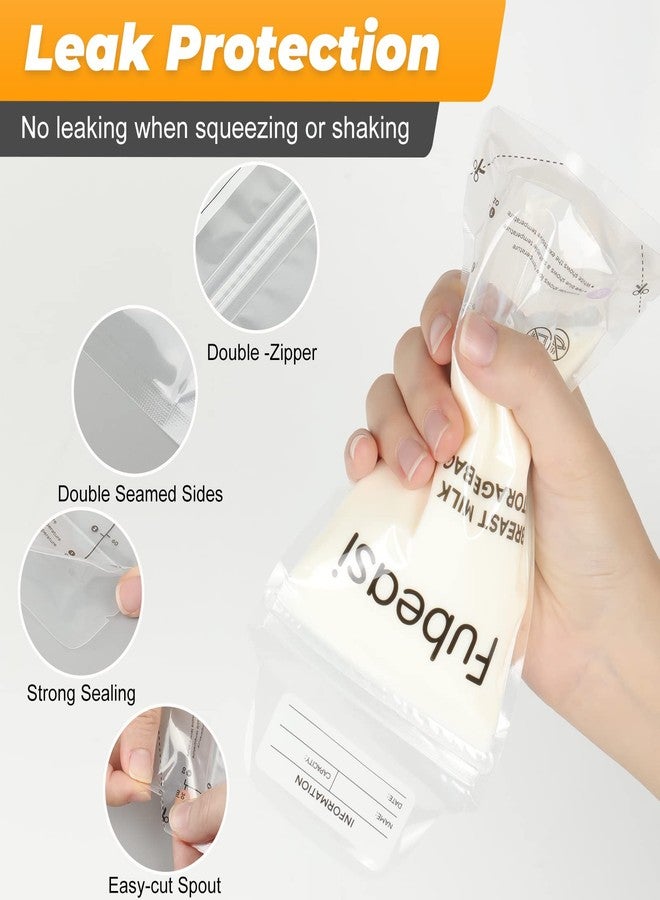 Fubeasi Breastmilk Storage Bags 120 Pack | 6 Ounce Medical-Grade PE, Double Zipper Leakproof Design, Pre-Sterilized for Freezer & Refrigerator - Image 3