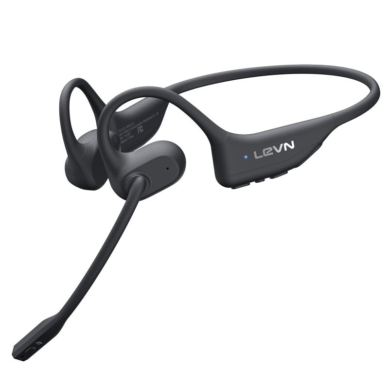 LEVN Open Ear Headphones with Mic, Bluetooth Headset with Microphone, AI Noise Cancelling Multipoint Connect Bluetooth 5.3 Headset, Sweatproof Wireless Headset for Work, Driving, Running, Workouts - Image 1