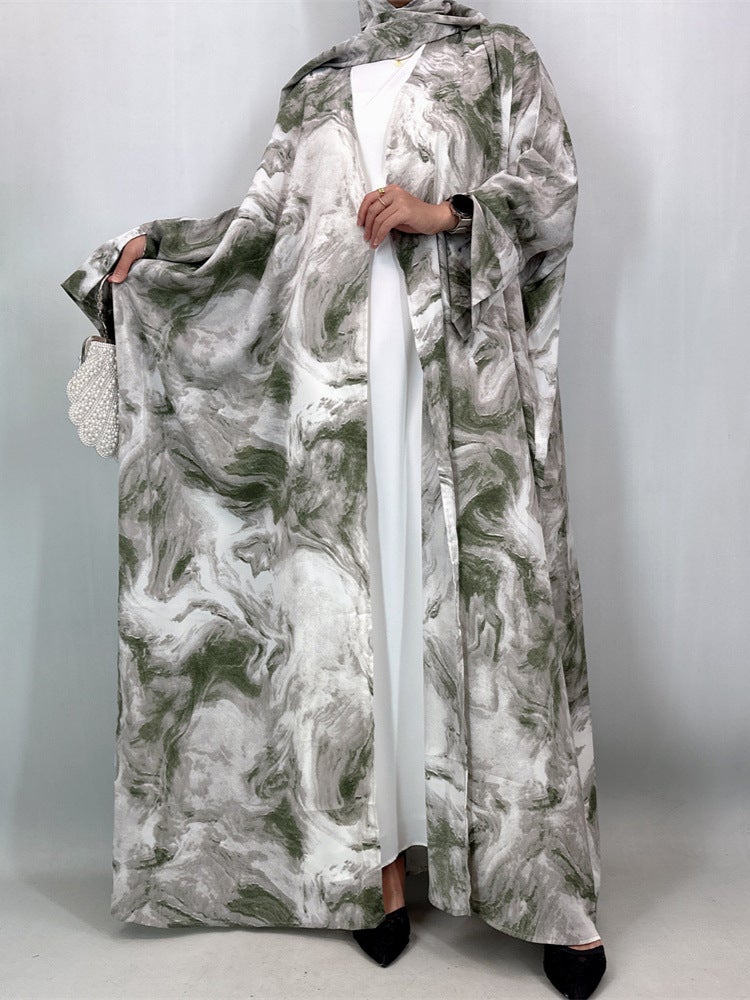 monica fashion Fashionable Printed Batwing Cardigan with Headscarf, Loose and Elegant Style - Image 2