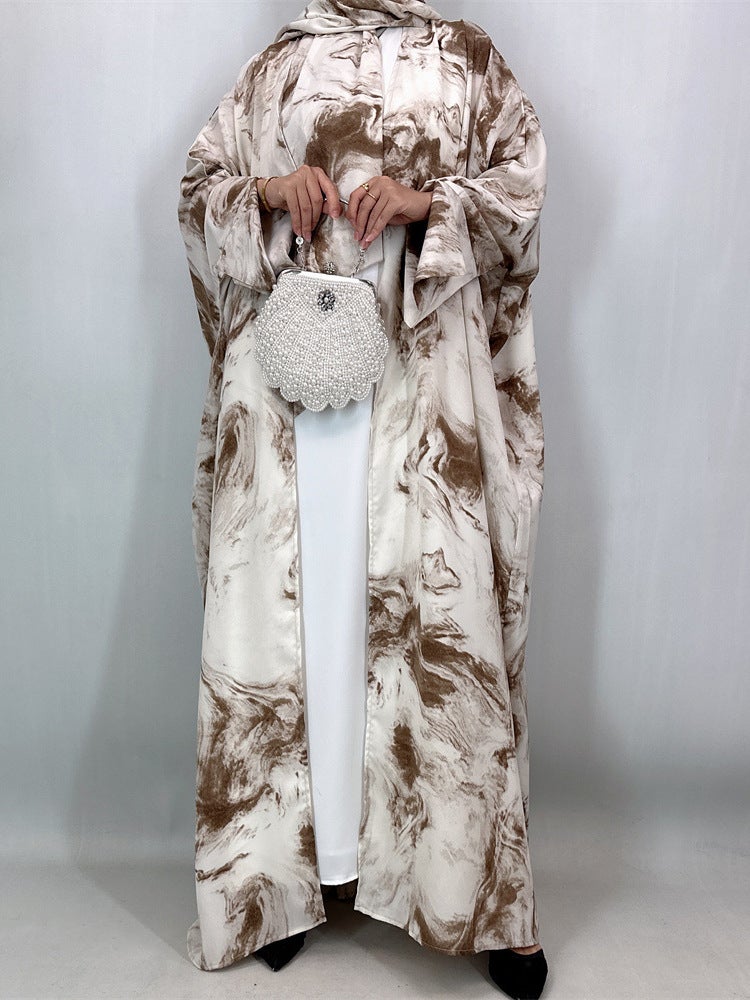 monica fashion Fashionable Printed Batwing Cardigan with Headscarf, Loose and Elegant Style - Image 4