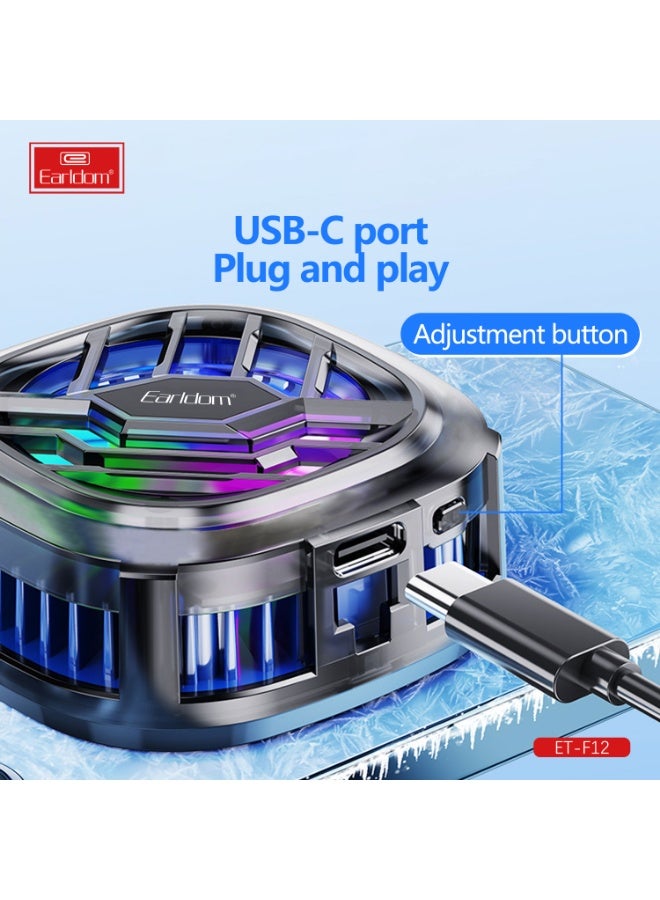 Earldom ET-F12 Gaming Phone Cooler by Magnetic RGB Fan for Heat Control & Performance - Image 2