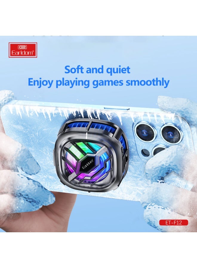 Earldom ET-F12 Gaming Phone Cooler by Magnetic RGB Fan for Heat Control & Performance - Image 3