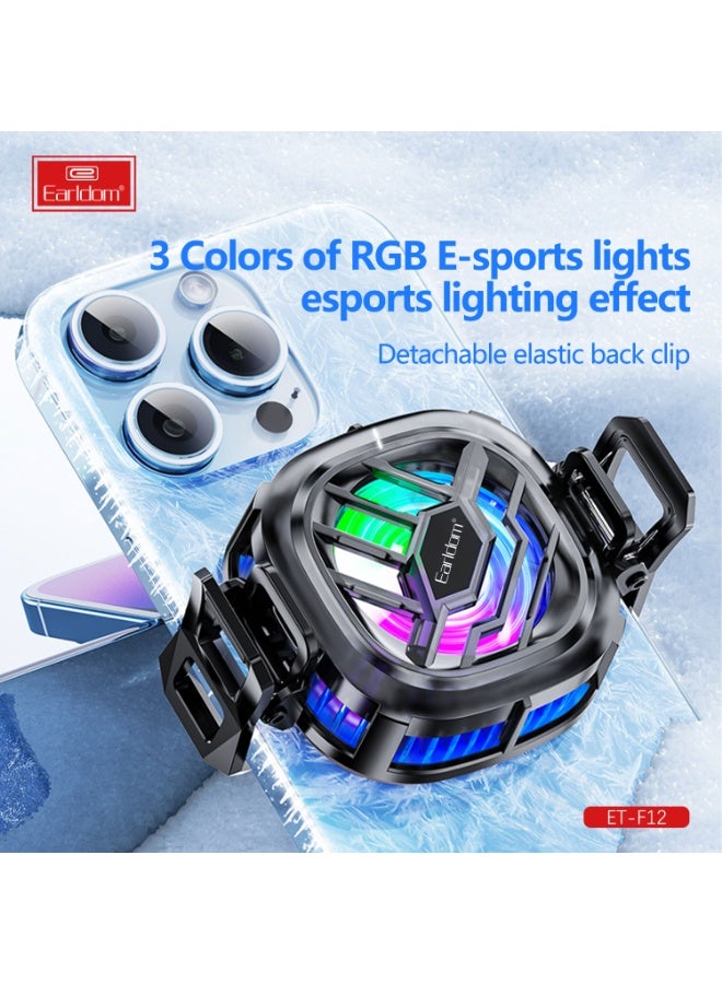 Earldom ET-F12 Gaming Phone Cooler by Magnetic RGB Fan for Heat Control & Performance - Image 4