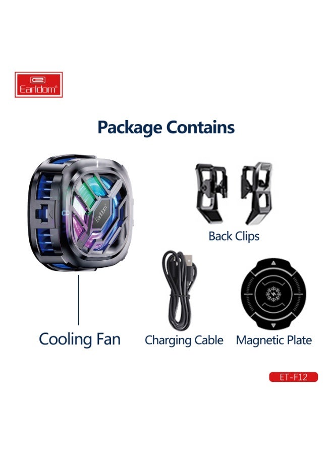 Earldom ET-F12 Gaming Phone Cooler by Magnetic RGB Fan for Heat Control & Performance - Image 5