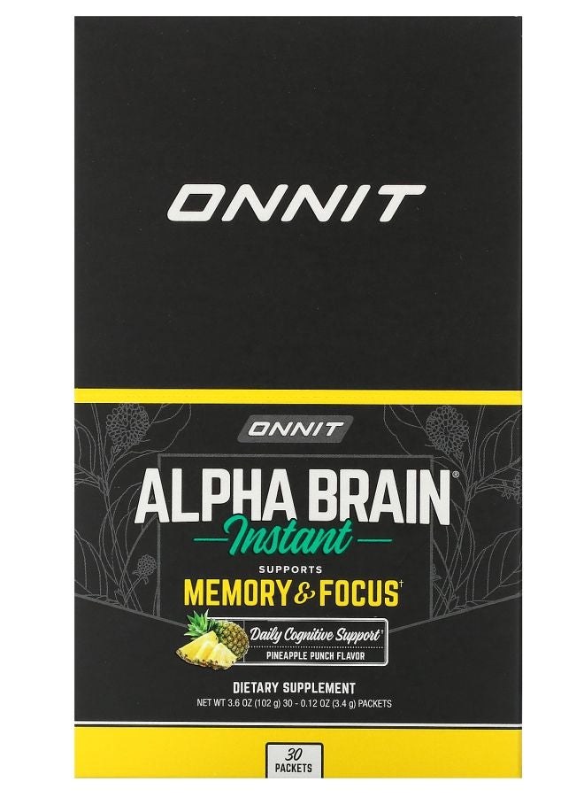 Onnit Alpha Brain Instant Pineapple Punch 30 Packets 0.12 oz (3.4 g) Each