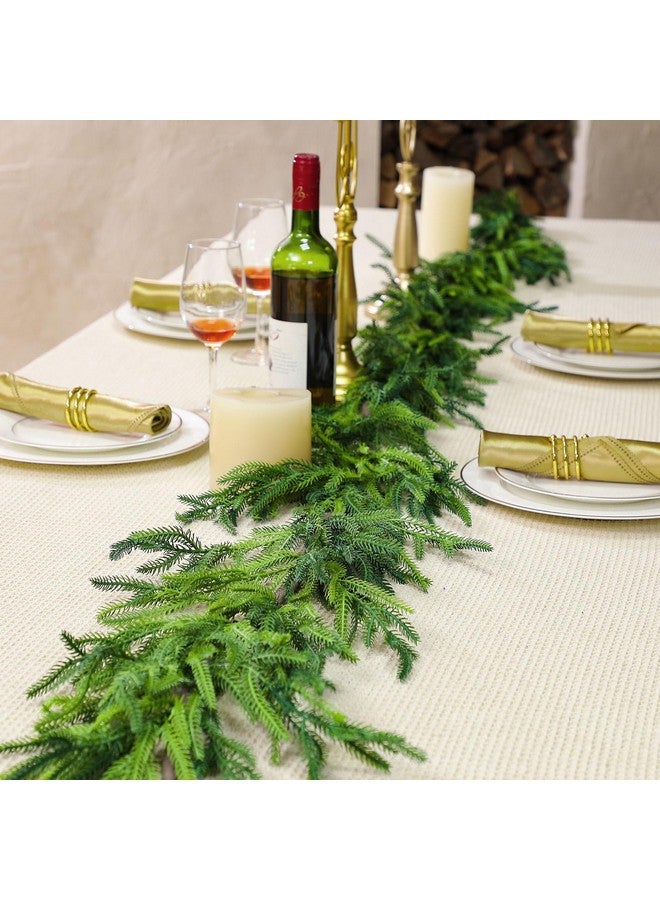 Jutom Jutom Christmas Norfolk Pine Garland Realistic Artificial Faux Greenery Cedar Garland for Mantle Holiday Indoor Outdoor Fireplace Winter Christmas Decorations(1 Pcs,12 Feet)  - Image 3