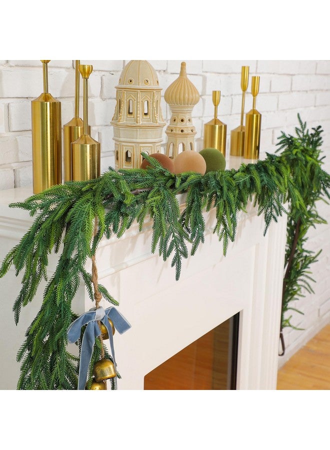 Jutom Jutom Christmas Norfolk Pine Garland Realistic Artificial Faux Greenery Cedar Garland for Mantle Holiday Indoor Outdoor Fireplace Winter Christmas Decorations(1 Pcs,12 Feet)  - Image 2