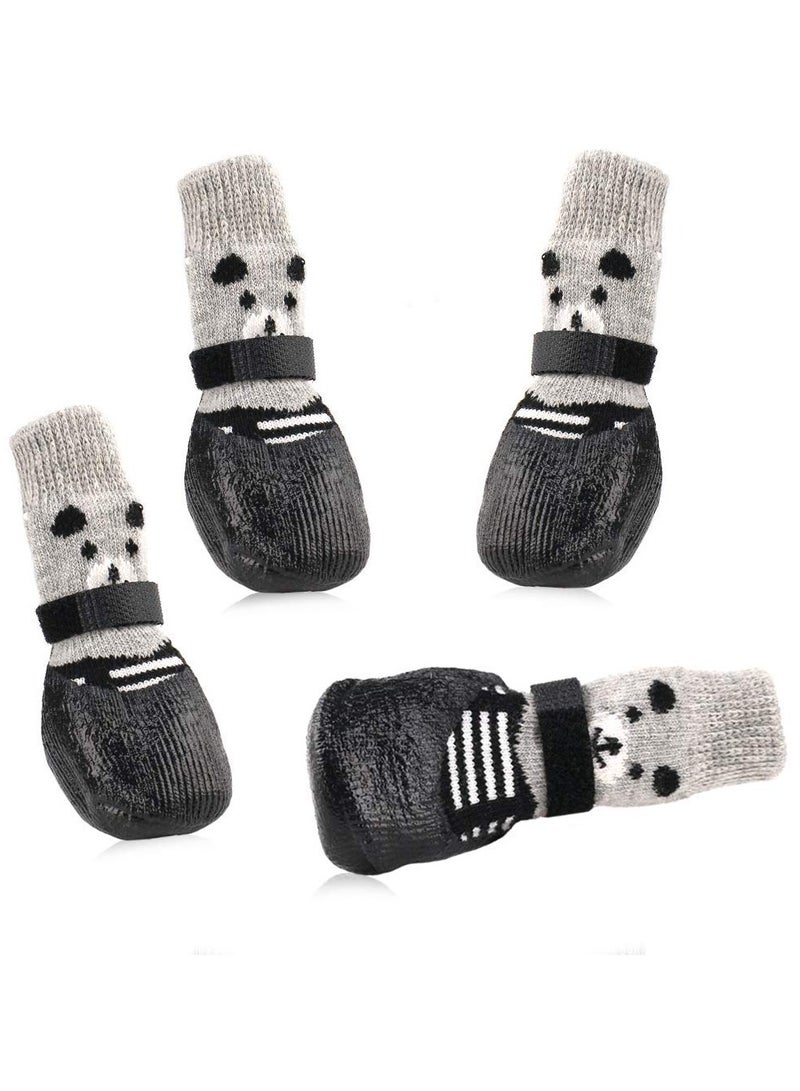 erorex Dog Shoes, 2 Pair Pet Shoes for Dogs Cats Socks, Anti-Slip Sole Adjustable Dog Cat Paw Socks Fit for Indoor Outdoor Wear (Black, Medium) - Image 1