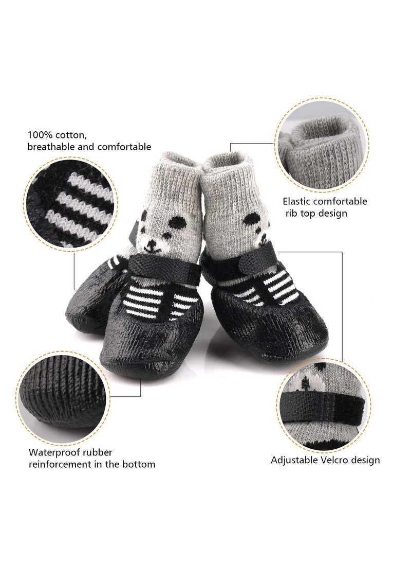 erorex Dog Shoes, 2 Pair Pet Shoes for Dogs Cats Socks, Anti-Slip Sole Adjustable Dog Cat Paw Socks Fit for Indoor Outdoor Wear (Black, Medium) - Image 3