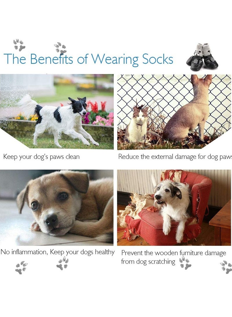 erorex Dog Shoes, 2 Pair Pet Shoes for Dogs Cats Socks, Anti-Slip Sole Adjustable Dog Cat Paw Socks Fit for Indoor Outdoor Wear (Black, Medium) - Image 2