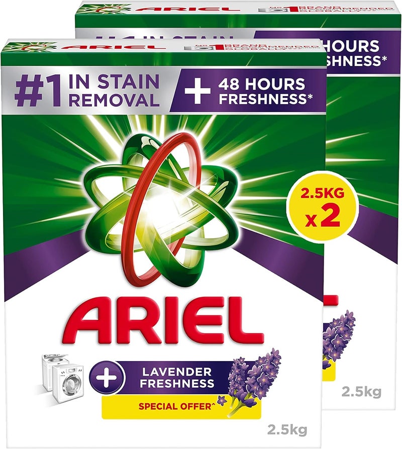 Ariel مسحوق غسيل أرييل الأوتوماتيكي برائحة اللافندر، 2x2.5 كجم - Image 1