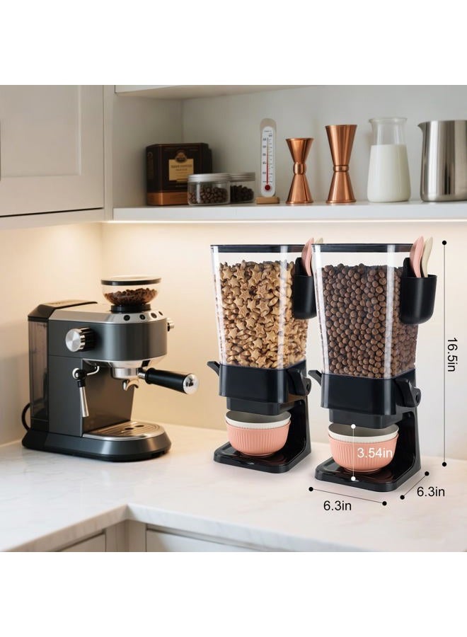 Osacoe Cereal Dispenser Countertop Black 2 Pack with Bowls Spoons Cutlery Box,5.5 QT Dry Food Dispenser Snack Organizer Containers Storage for Pantry Kitchen Organization Oatmeal Nut Granola Candy - Image 3