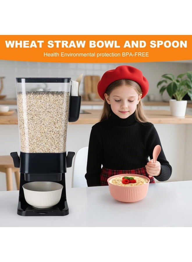 Osacoe Cereal Dispenser Countertop Black 2 Pack with Bowls Spoons Cutlery Box,5.5 QT Dry Food Dispenser Snack Organizer Containers Storage for Pantry Kitchen Organization Oatmeal Nut Granola Candy - Image 4