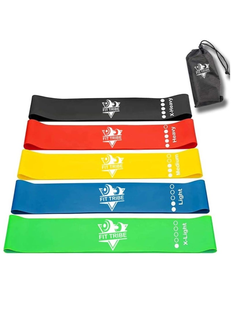 FIT TRIBE Resistance Bands Set of 5 for Men & Women, Multicolor Stretch Bands for Exercise, Home Gym, Strength Training, Yoga, Stretching, Cardio Workouts, and Physiotherapy Equipment - Image 1