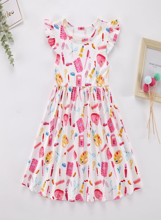 ESHOO فستان العودة إلى المدرسة للبنات الصغيرات ESHOO 3-8T بأكمام طائرة، فساتين كاجوال للأطفال، فستان صيفي للأطفال، ملابس للبنات الصغيرات - Image 2