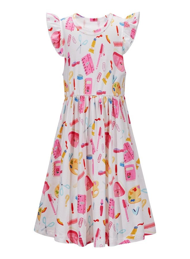 ESHOO فستان العودة إلى المدرسة للبنات الصغيرات ESHOO 3-8T بأكمام طائرة، فساتين كاجوال للأطفال، فستان صيفي للأطفال، ملابس للبنات الصغيرات - Image 1