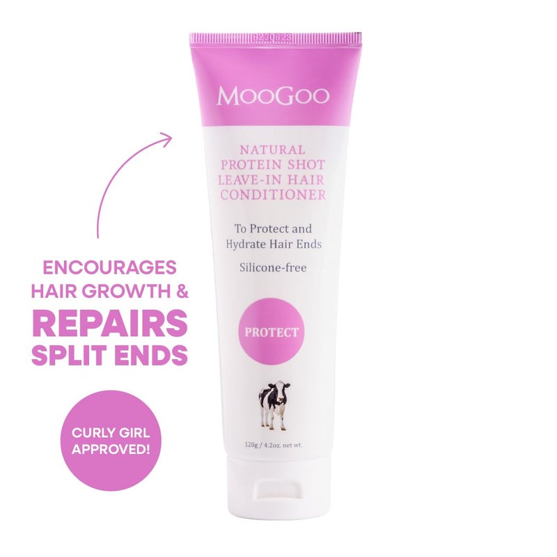 MooGoo Protein Shot Leave In Conditioner - A Natural Hydrating Hair Treatment for Dry Damaged Hair - for Women and for Men. Paraben Free, Cruelty Free. - Image 2