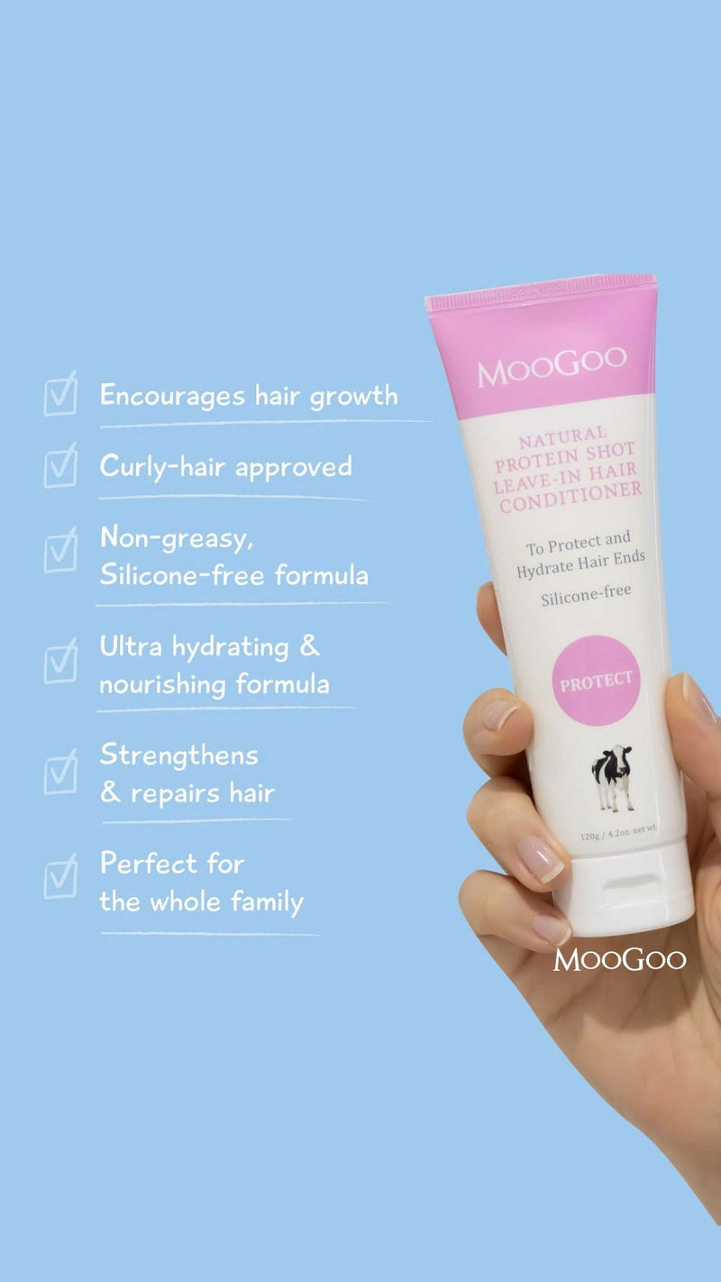 MooGoo Protein Shot Leave In Conditioner - A Natural Hydrating Hair Treatment for Dry Damaged Hair - for Women and for Men. Paraben Free, Cruelty Free. - Image 3