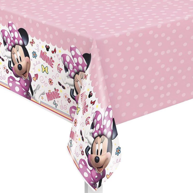 Unique Disney Iconic Minnie Mouse Rectangular Plastic Party Table Cover, 54" x 84", 1Ct, Multicolor (79233) - Image 1